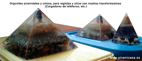 Orgonites piramidales para regletas y transformadores