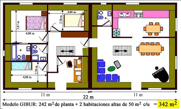 Plano interior Piramicasa Gibur